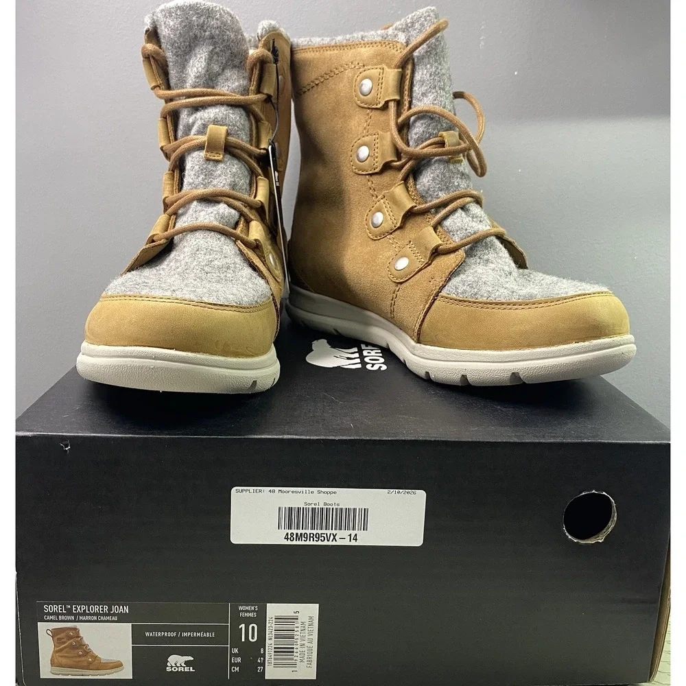 Sorel Women's Explorer Joan‎ Winter Ski Snowmobile Boots Waterproof Brown Sz.10
